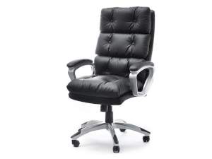 Fotel biurowy benon czarny skóra ekologiczna, podstawa szary
