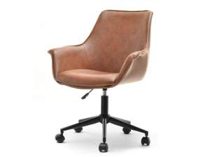 Fotel biurowy omar brązowy skóra ekologiczna, podstawa czarny
