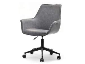Fotel biurowy omar szary skóra ekologiczna, podstawa czarny