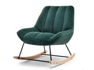 Fotel berta zielony welur, podstawa czarny-buk