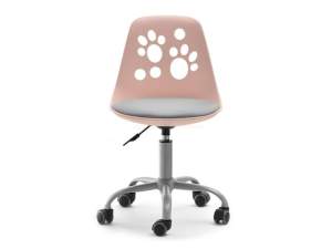 Fotel biurowy foot różowy-szary skóra ekologiczna, podstawa szary