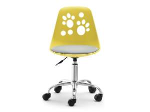 Fotel biurowy foot żółty-szary skóra ekologiczna, podstawa chrom
