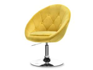 Fotel lounge 3 żółty welur, podstawa chrom
