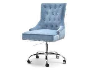 Fotel soria niebieski welur, podstawa chrom