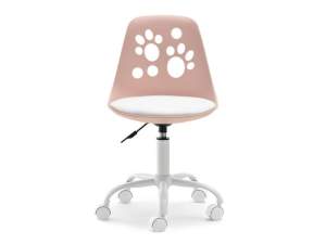 Fotel biurowy foot różowy-biały skóra ekologiczna, podstawa biały