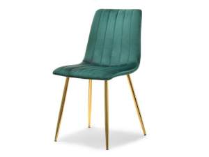 Krzesło megan zielony welur, podstawa złoty