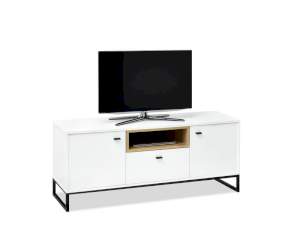 System puro pu07 komoda rtv biały-dąb, podstawa czarny
