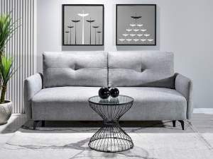 sofa lulu szary melanż tkanina, podstawa czarny
