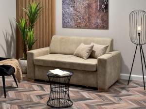 sofa milo beżowy tkanina, podstawa buk