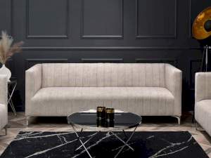 sofa roni piaskowy tkanina, podstawa chrom