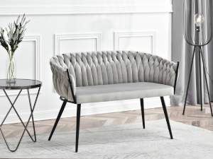 sofa rosa szary welur, podstawa czarny