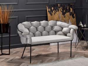sofa pilo szary welur, podstawa czarny