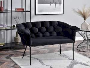 sofa pilo czarny welur, podstawa czarny