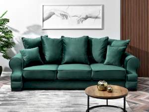 sofa tosca zielony tkanina,podstawa czarna