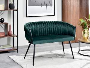 sofa rosa zielony welur, podstawa czarny