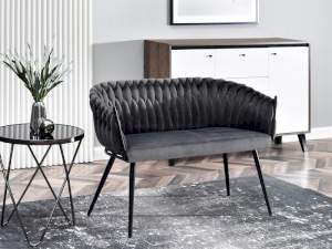 sofa rosa grafitowy welur, podstawa czarny