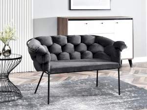 sofa pilo grafitowy welur, podstawa czarny