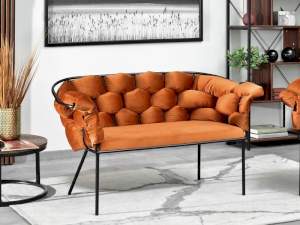 sofa pilo miedziany welur, podstawa czarny