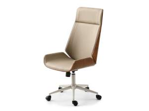 Fotel-biurowy austin orzech-ciemny-beż skóra-ekologiczna, podstawa szary