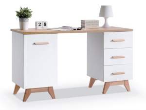 System bjorg bg12 biurko biały-dąb, podstawa dąb