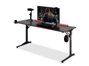 Biurko mads 160 czarny karbon redline, podstawa czarny