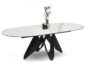 Stół prezios biały-marmur, podstawa czarny