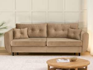 Sofa blink beż welur, podstawa czarny