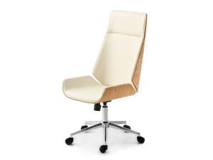 Fotel-biurowy austin dąb-kremowy skóra-ekologiczna, podstawa chrom