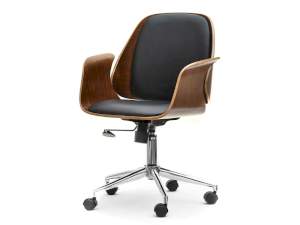 Fotel biurowy enric orzech-czarny skóra ekologiczna, podstawa chrom