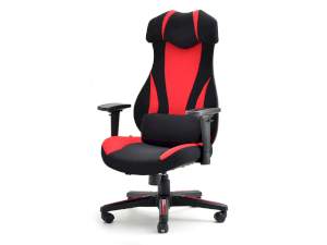 Fotel biurowy ipower czarny-czerwony tkanina, podstawa czarny