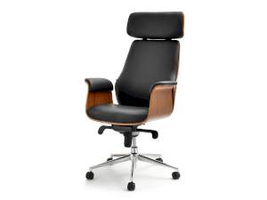 Fotel-biurowy leonard orzech-czarny skóra-ekologiczna, podstawa chrom