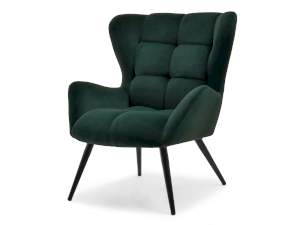 Fotel kikori zielony welur, podstawa czarny