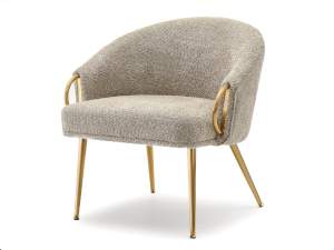 Fotel clara ciemny-beż tkanina, podstawa złoty