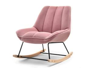 Fotel berta różowy welur, podstawa czarny-buk