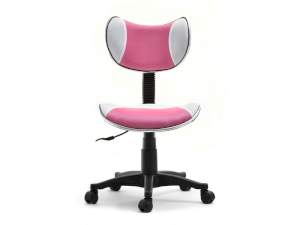 Fotel biurowy cat różowy-biały, podstawa chrom