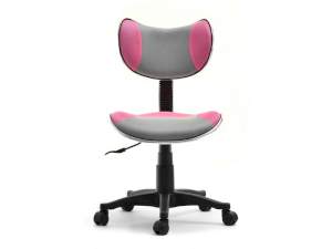Fotel biurowy cat szary-różowy, podstawa chrom