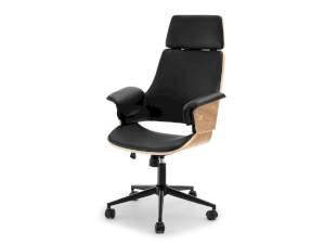 Fotel biurowy clemens dąb-czarny skóra ekologiczna, podstawa czarny