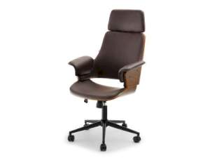 Fotel biurowy clemens orzech-brąz skóra ekologiczna, podstawa czarny