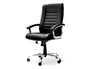Fotel biurowy drag czarny skóra ekologiczna, podstawa chrom