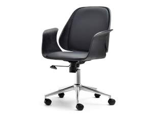 Fotel biurowy enric czarny-czarny skóra ekologiczna, podstawa chrom