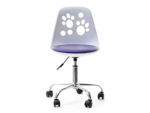 Fotel biurowy foot biały-fioletowy skóra ekologiczna, podstawa chrom