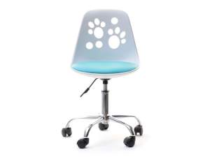 Fotel biurowy foot biały-niebieski skóra ekologiczna, podstawa chrom