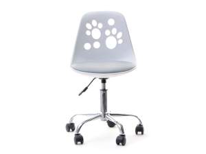 Fotel biurowy foot biały-szary skóra ekologiczna, podstawa chrom