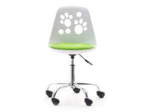 Fotel biurowy foot biały-zielony skóra ekologiczna, podstawa chrom