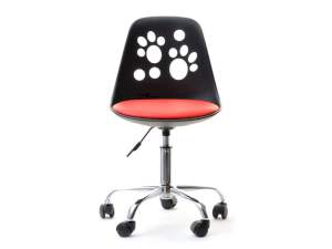 Fotel biurowy foot czarny-czerwony skóra ekologiczna, podstawa chrom