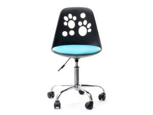 Fotel biurowy foot czarny-niebieski skóra ekologiczna, podstawa chrom