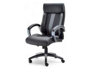 Fotel biurowy turin czarny skóra ekologiczna, podstawa szary