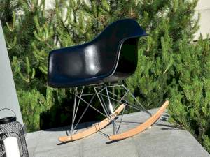 Krzesło bujane tarasowe mpa roc czarny tworzywo, podstawa chrom-buk