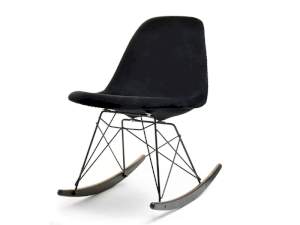 Krzesło bujane mpc roc tap czarny welur, podstawa czarny-orzech