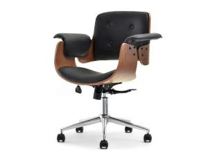 Fotel biurowy duck orzech-czarny skóra ekologiczna, podstawa chrom